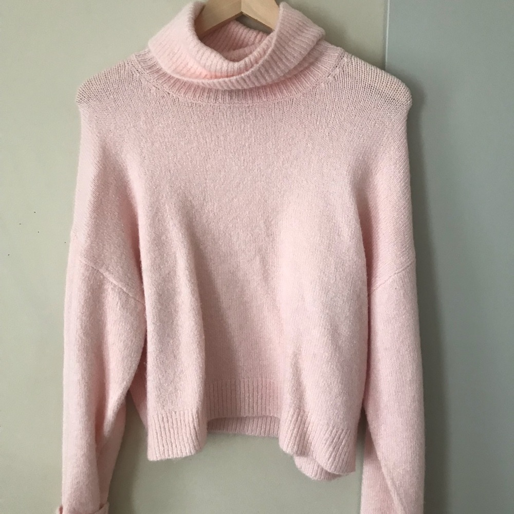 light pink turtle neck sweater